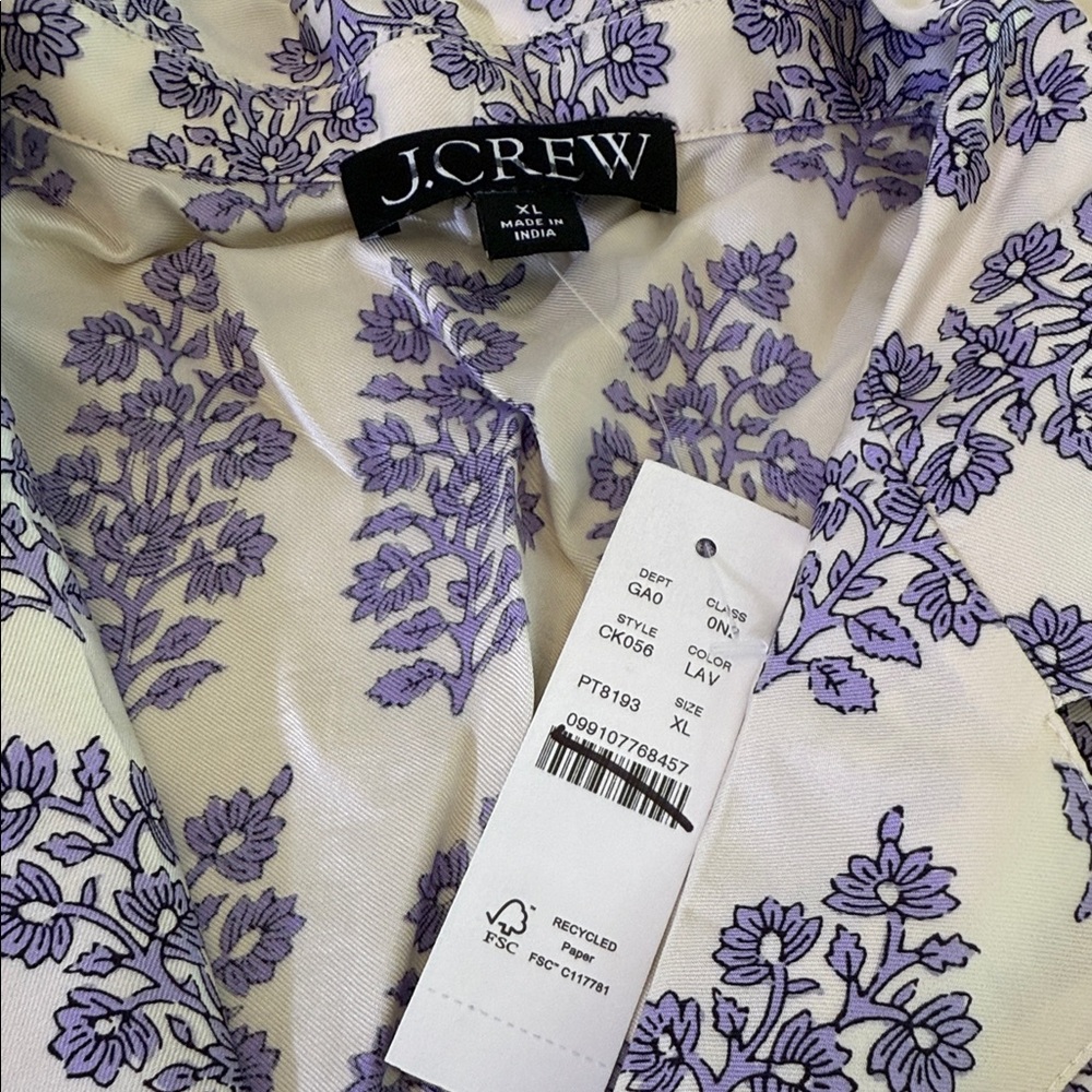 J. Crew Camp-collar button-up shirt in blooming lilac block print Size XL - Picture 6 of 10